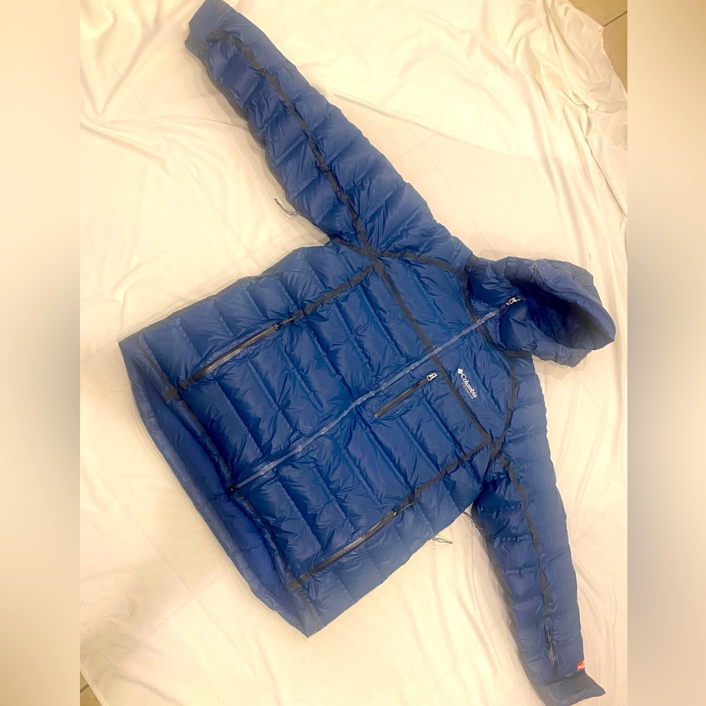 Mens Columbia Blue 800 fill Down titanium Outdry Coat 2XL